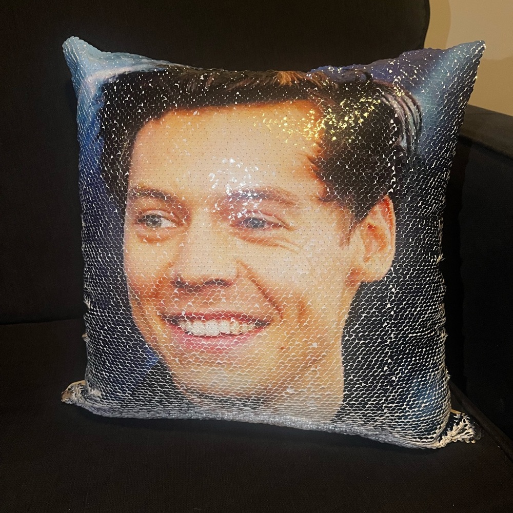 Harry Styles sequin pillow